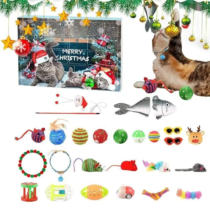 2024 Christmas Countdown Advent Calendar for Cats with 24 Unique Toys and Treats 7