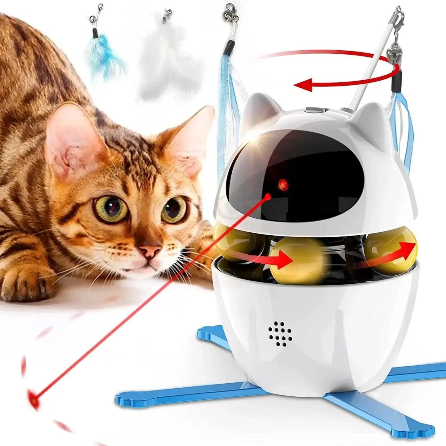 4-in-1 Interactive Cat Toy with Laser, Feathers, and Automatic Balls – Engaging Play and Relaxation 6