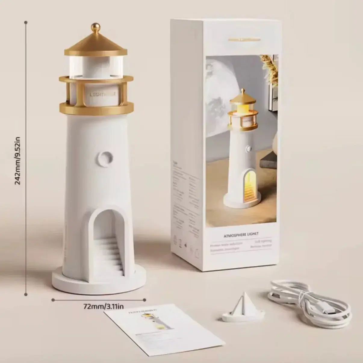 Charming Lighthouse Lamp with Motion Sensor and 3-in-1 Moon Projector Functionality 6