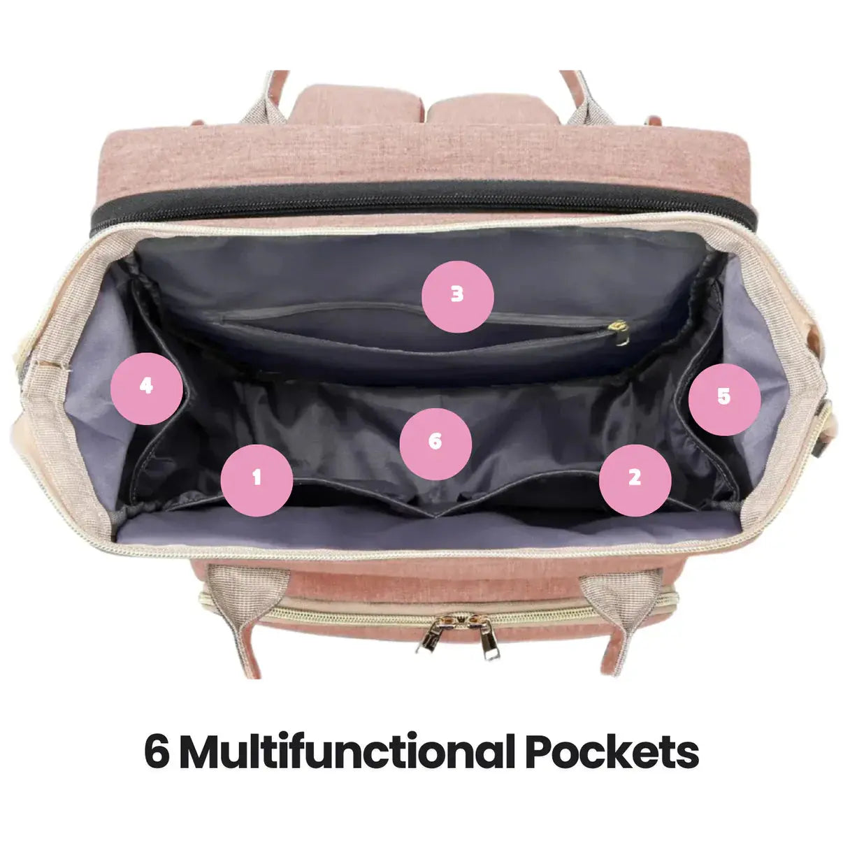 2-in-1 Expandable Baby Bag with Built-in Changing Station and USB Charging – Waterproof Diaper Backpack 5