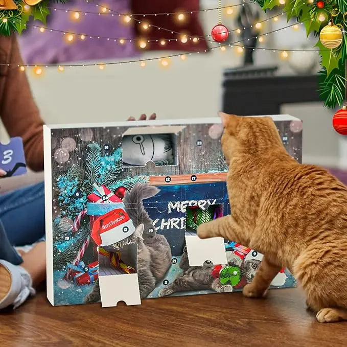 2024 Christmas Countdown Advent Calendar for Cats with 24 Unique Toys and Treats 1