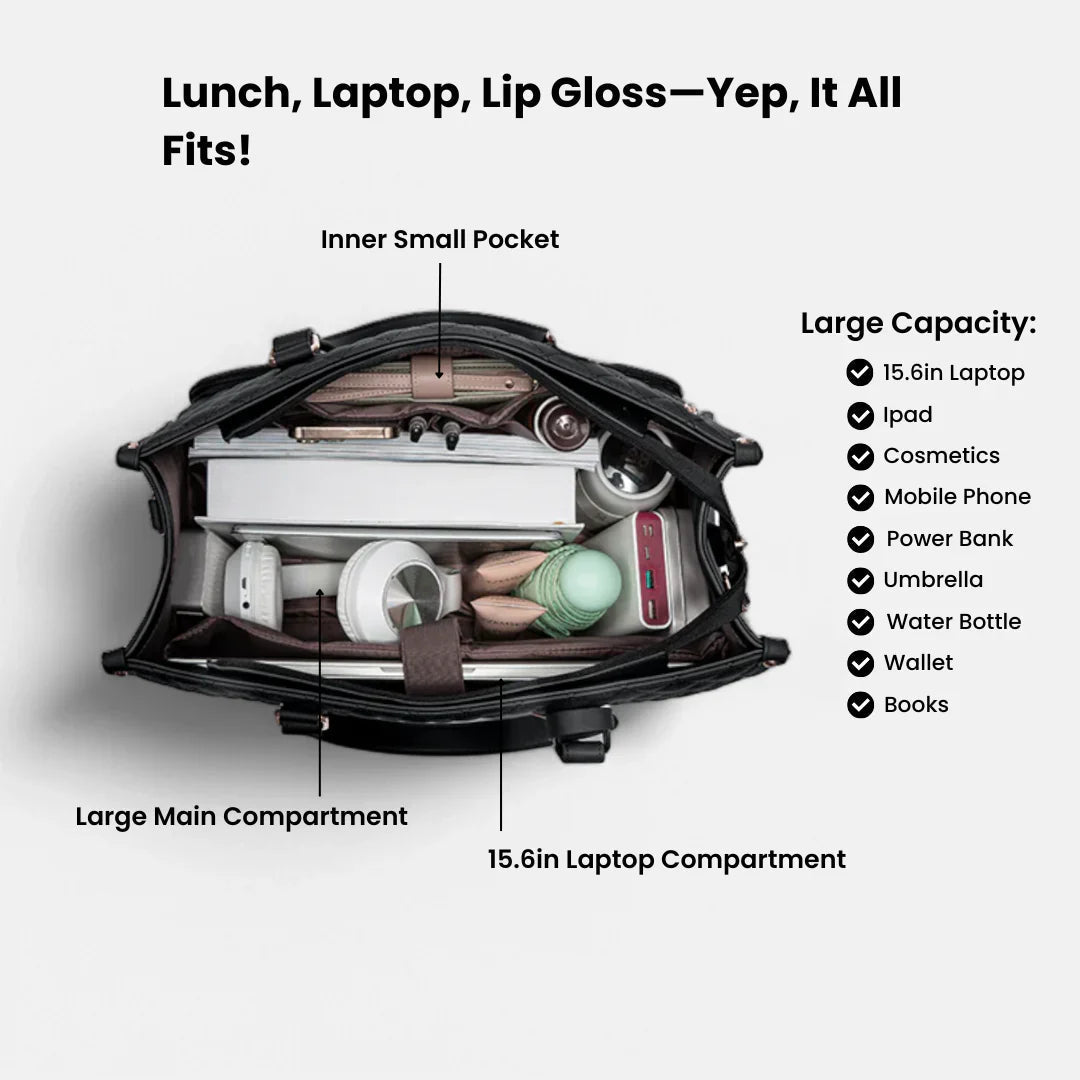 3-in-1 Tote Bag with Laptop Compartment and Insulated Lunch Section – Stylish and Functional Everyday Bag 3