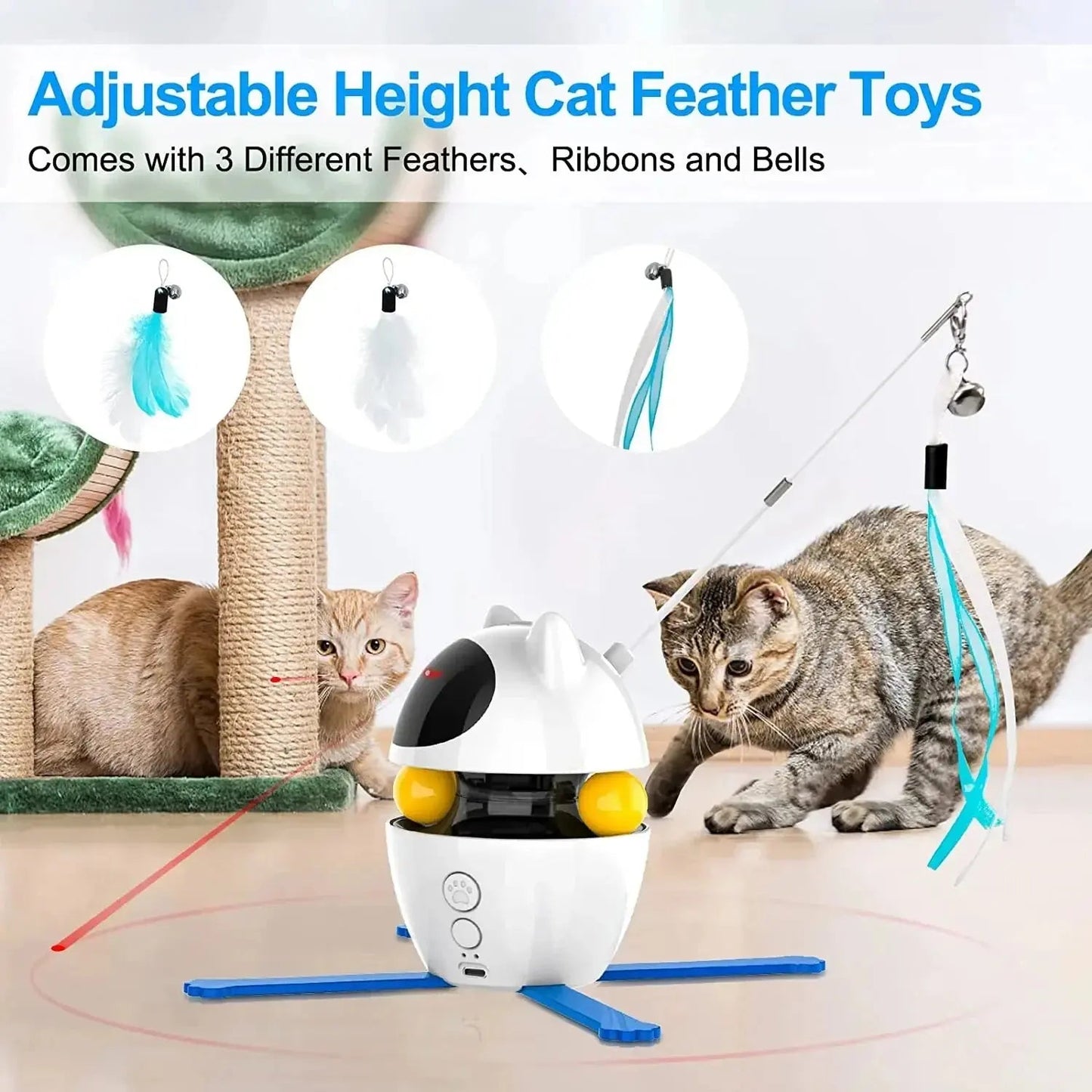 4-in-1 Interactive Cat Toy with Laser, Feathers, and Automatic Balls – Engaging Play and Relaxation 3