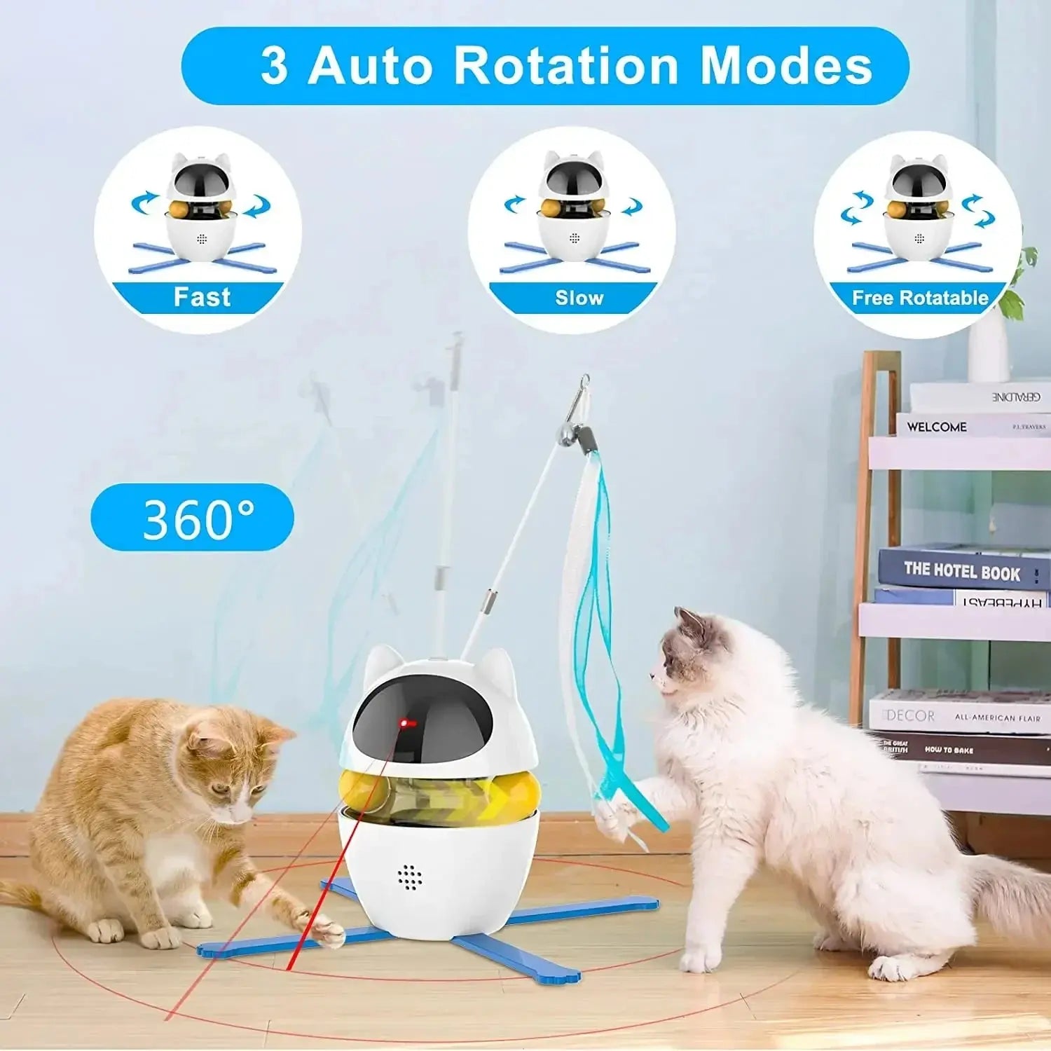 4-in-1 Interactive Cat Toy with Laser, Feathers, and Automatic Balls – Engaging Play and Relaxation 4