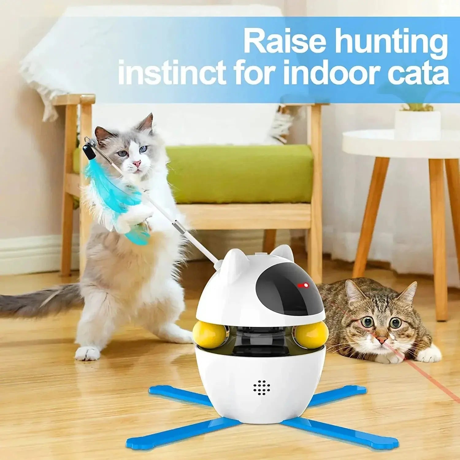 4-in-1 Interactive Cat Toy with Laser, Feathers, and Automatic Balls – Engaging Play and Relaxation 5