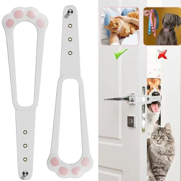 Adjustable Cat Door Holder Latch for Pet Safety – Easy Installation, Flexible Size, Pink Plastic 0