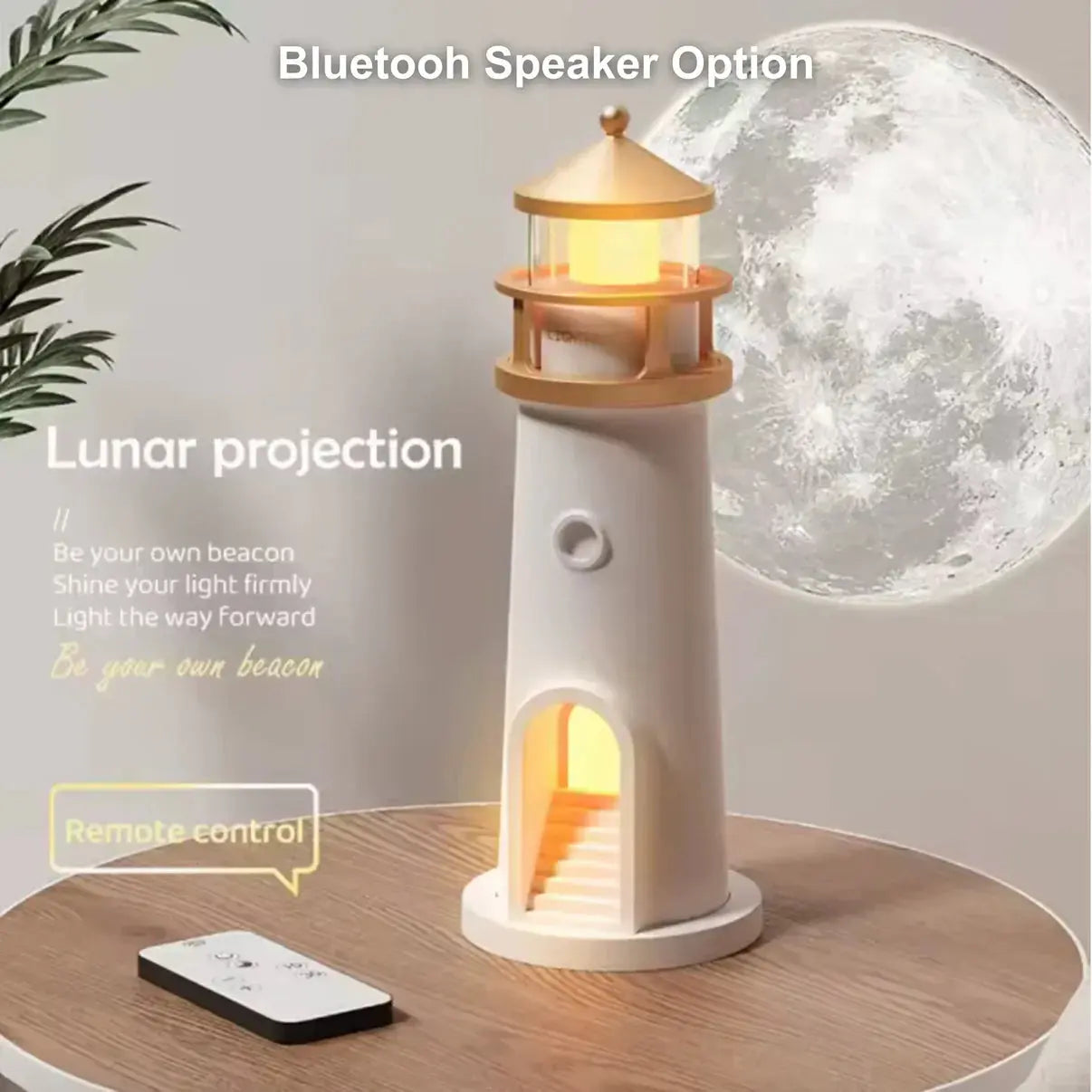 Charming Lighthouse Lamp with Motion Sensor and 3-in-1 Moon Projector Functionality 2