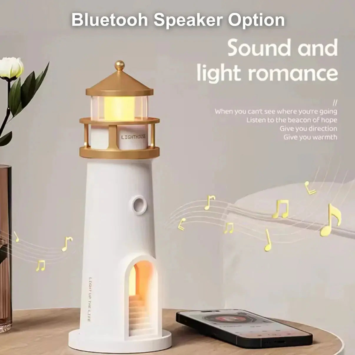 Charming Lighthouse Lamp with Motion Sensor and 3-in-1 Moon Projector Functionality 3