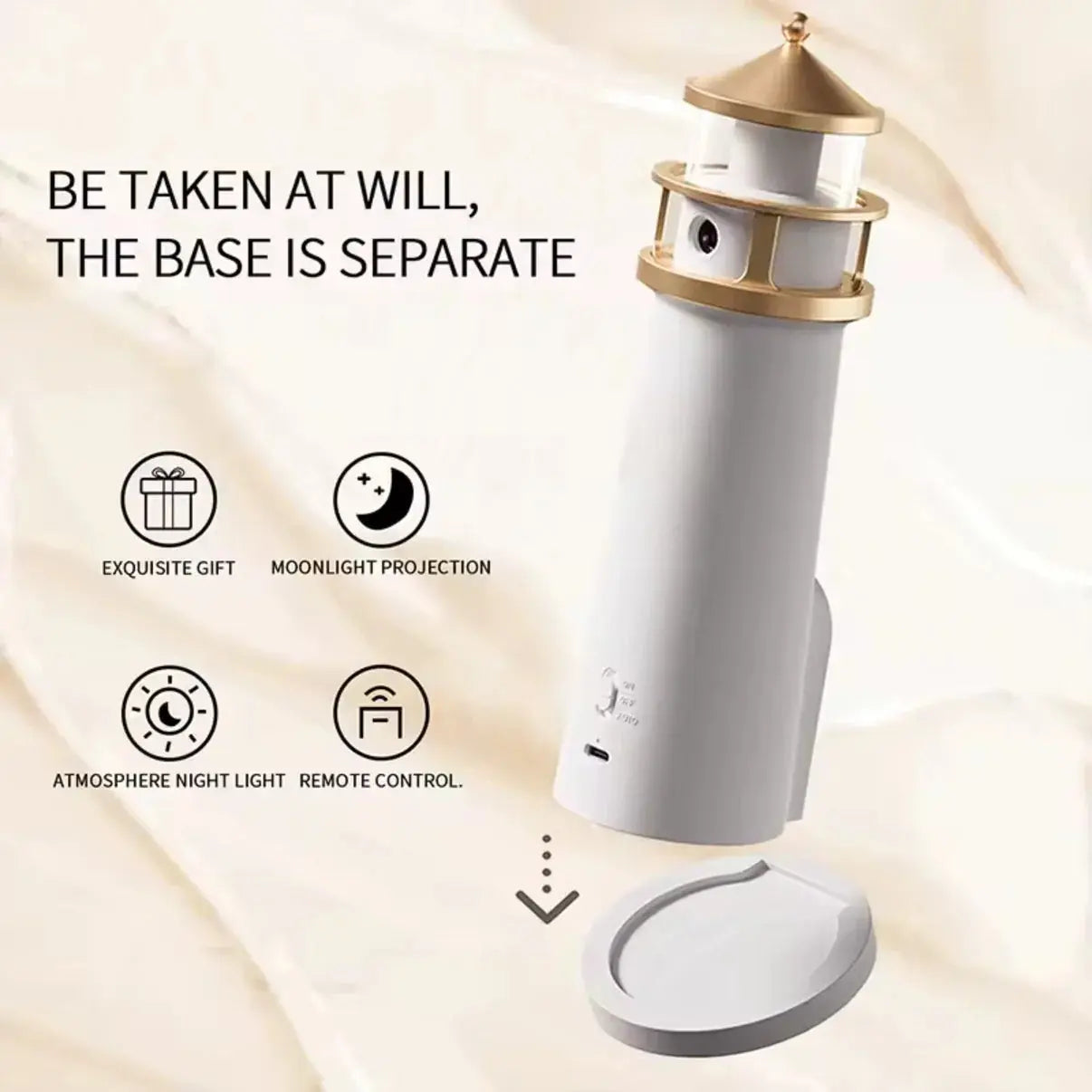 Charming Lighthouse Lamp with Motion Sensor and 3-in-1 Moon Projector Functionality 5