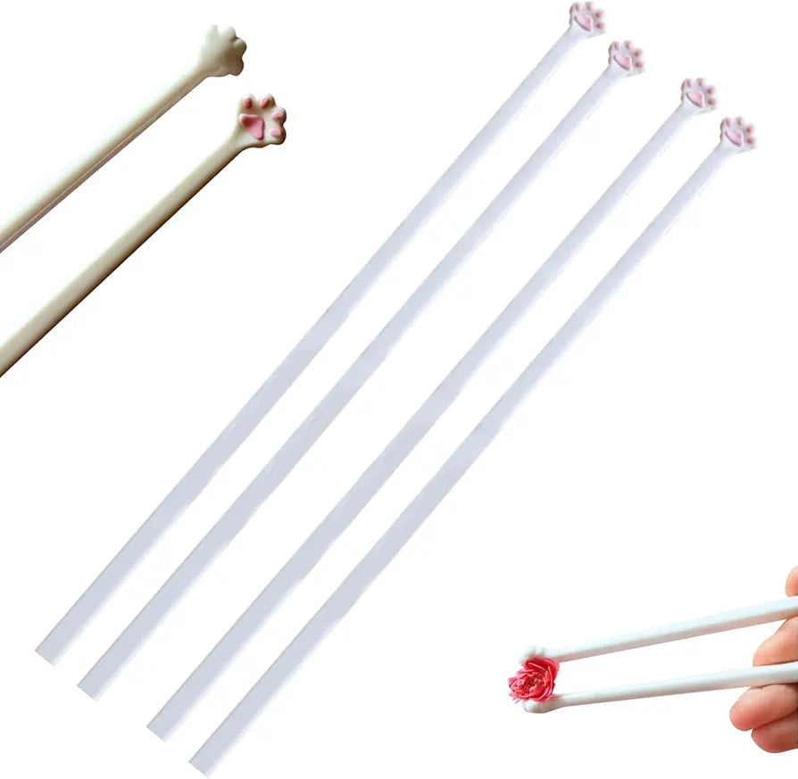 Cute Cat Paw Chopsticks with Non-Slip Grip – Durable PS Material for Effortless Dining 0