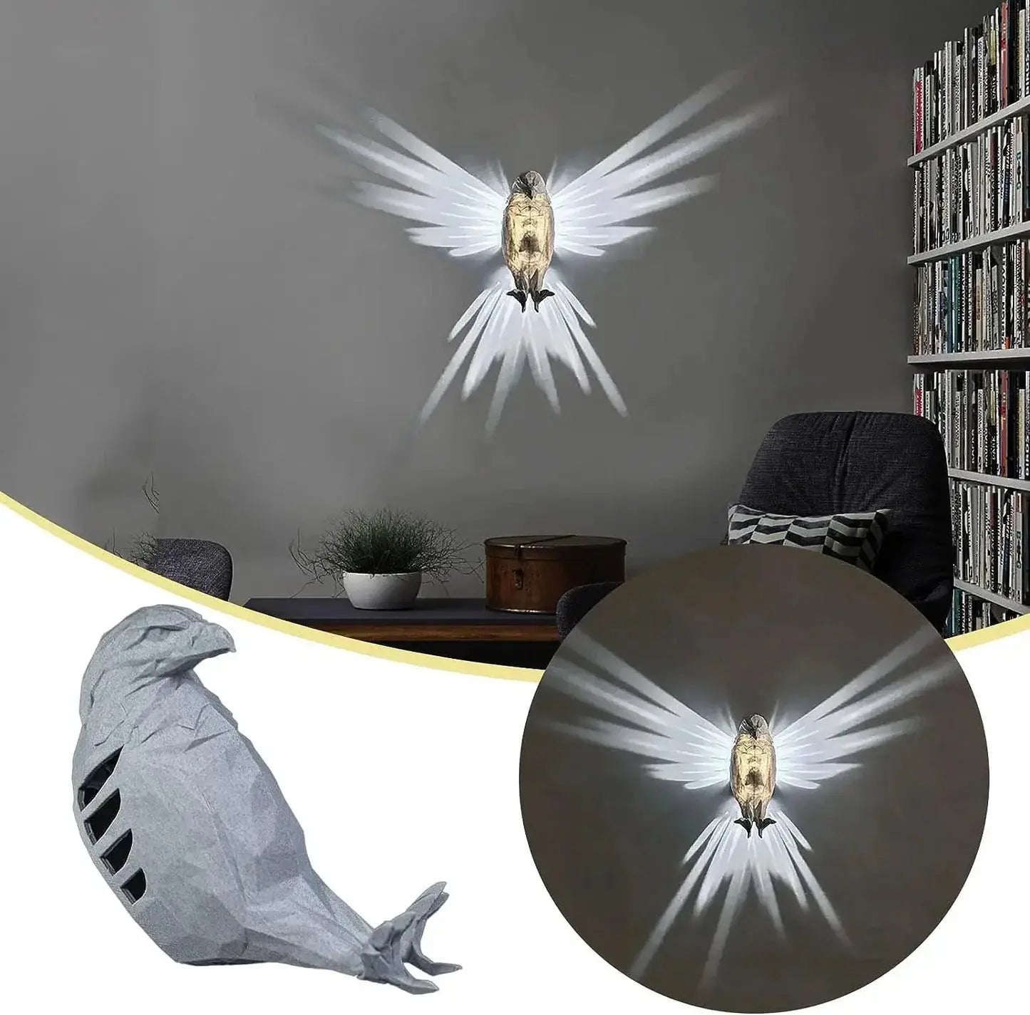 Elegant Eagle/Owl LED Wall Lamp – Battery-Powered, Adjustable Brightness, Eco-Friendly Decor 1