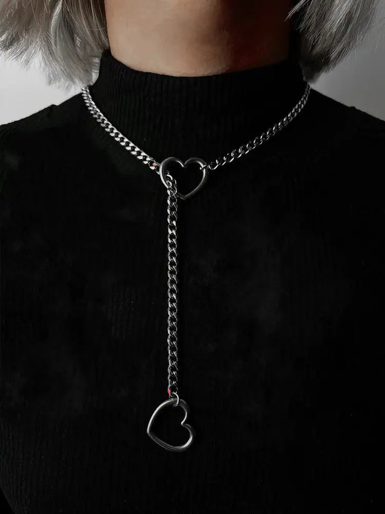 Elegant Heart Pendant Slip Chain Necklace in 316L Stainless Steel – Versatile Jewelry for Any Occasion 3