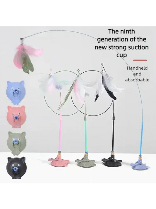 Interactive Feather Cat Wand with Suction Base for Engaging Playtime – Perfect for Indoor and Outdoor Fun 0