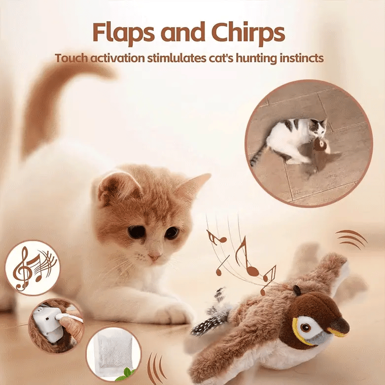 Interactive Flapping Bird Cat Toy with Realistic Sounds – USB Rechargeable, Motion Sensor, Cat Toy That Moves 2