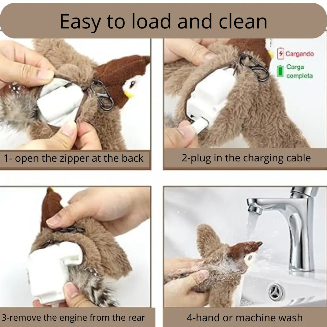 Interactive Flapping Bird Cat Toy with Realistic Sounds – USB Rechargeable, Motion Sensor, Cat Toy That Moves 4