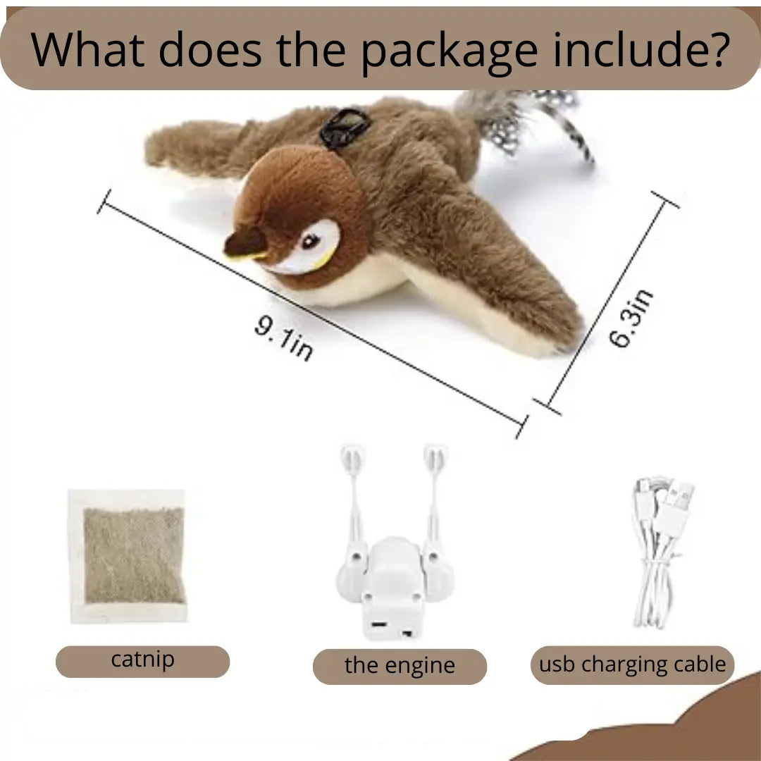 Interactive Flapping Bird Cat Toy with Realistic Sounds – USB Rechargeable, Motion Sensor, Cat Toy That Moves 5