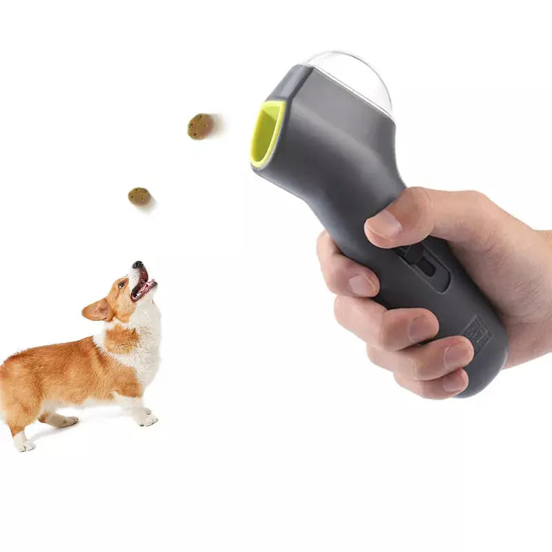 Interactive Pet Toy Treat Launcher for Dogs and Cats – Mess-Free Catapult with Comfy Grip, 2-3 Meter Ejection Distance, Gray 2