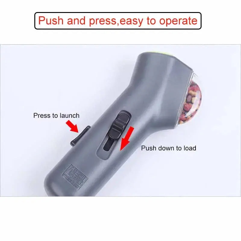 Interactive Pet Toy Treat Launcher for Dogs and Cats – Mess-Free Catapult with Comfy Grip, 2-3 Meter Ejection Distance, Gray 6