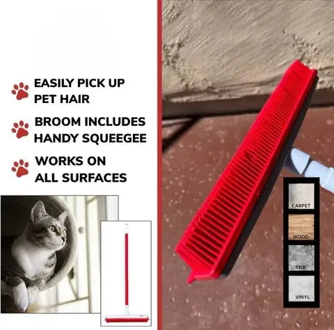 Pet Hair Removal Broom with Telescopic Handle and Built-In Squeegee for Effective Cleaning 5