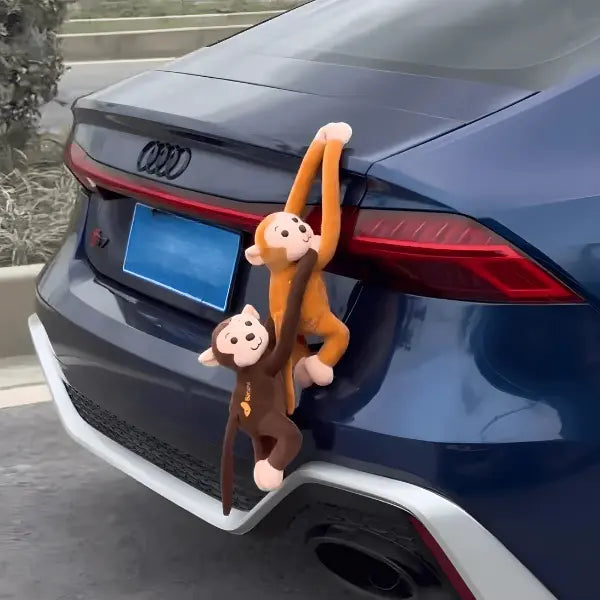 Plush Car Monkeys with Secure Attachment – Fun Travel Accessory in 5 Colors 1