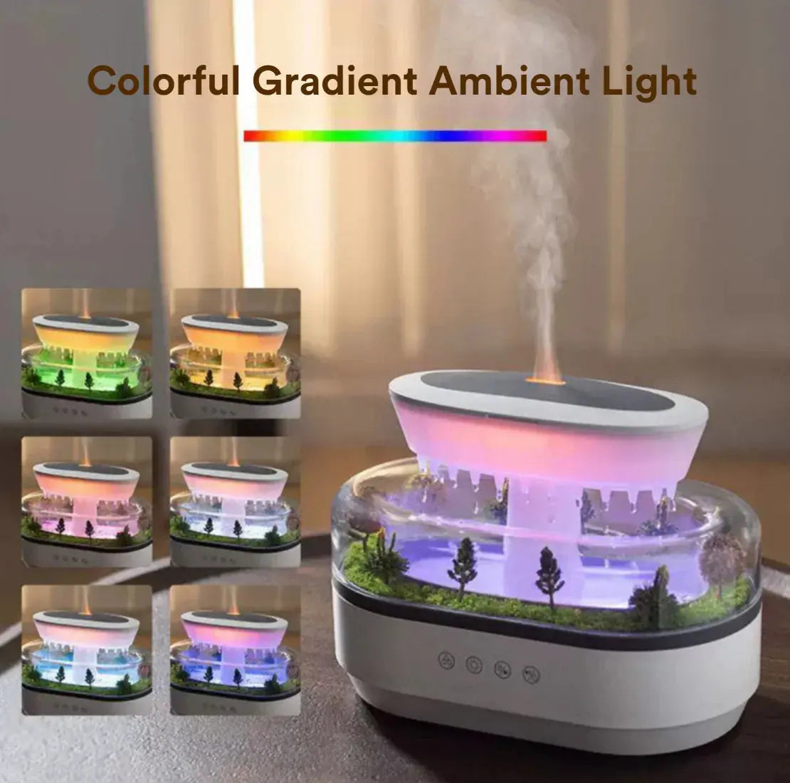 Rainfall Humidifier with 6-Color Mood Lighting and Aromatherapy – Cool Mist Air Humidifier for Bedroom Relaxation 4