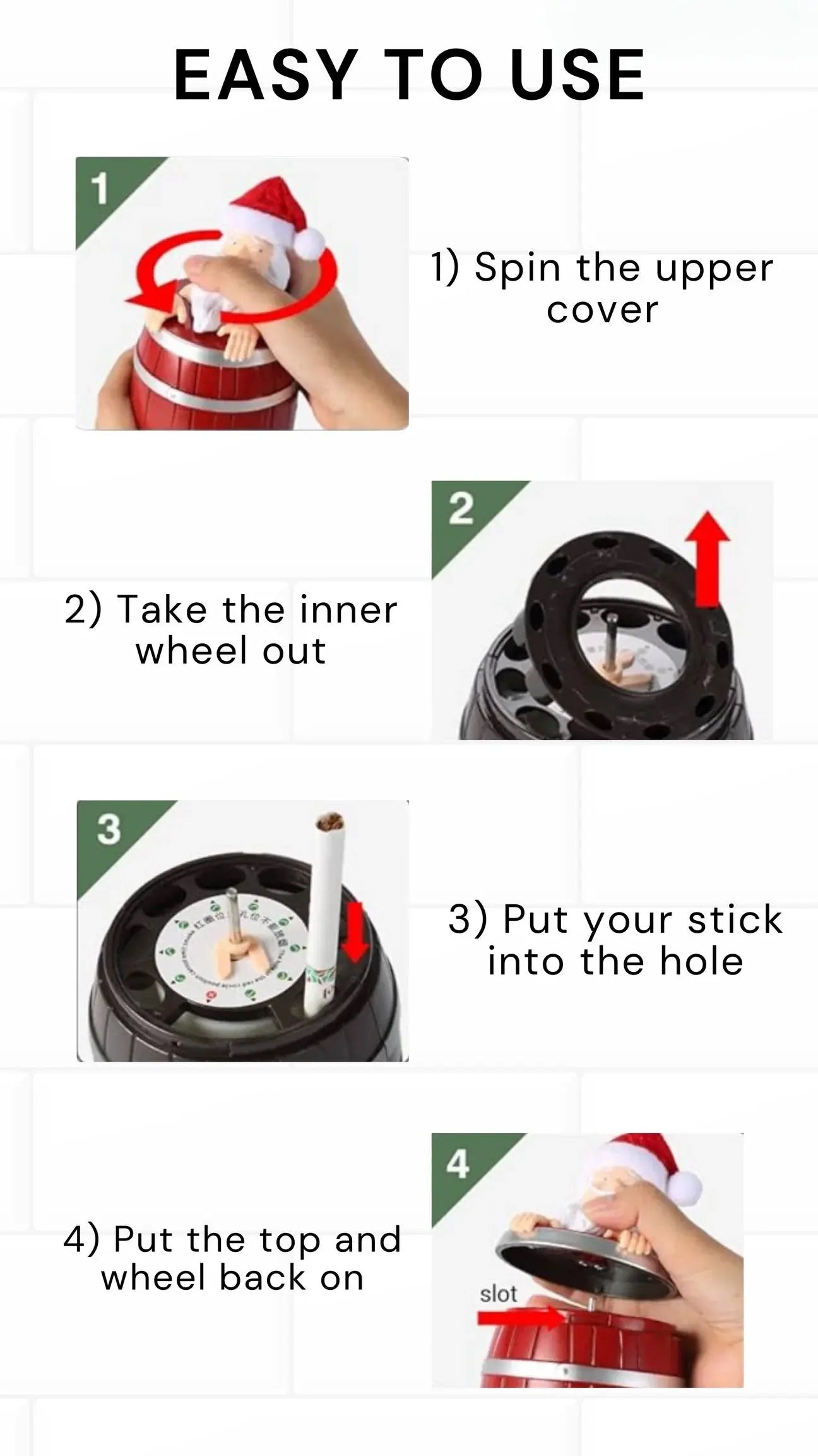 Santa Claus Candy Dispenser – Interactive Holiday Decoration for Kids and Adults, Durable Plastic, 10 Inches Tall, Red and White 2