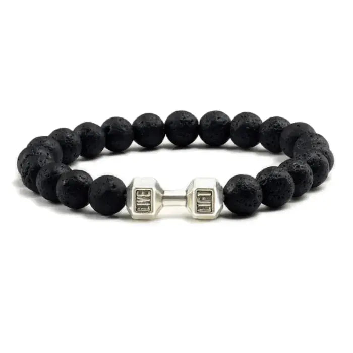 Stylish Dumbbell Bracelet with Natural Stone Beads – Adjustable Fitness Accessory for Men and Women 1