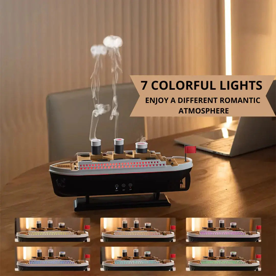 Titanic-Themed Humidifier with Color-Changing LED Light and Essential Oil Diffuser 1