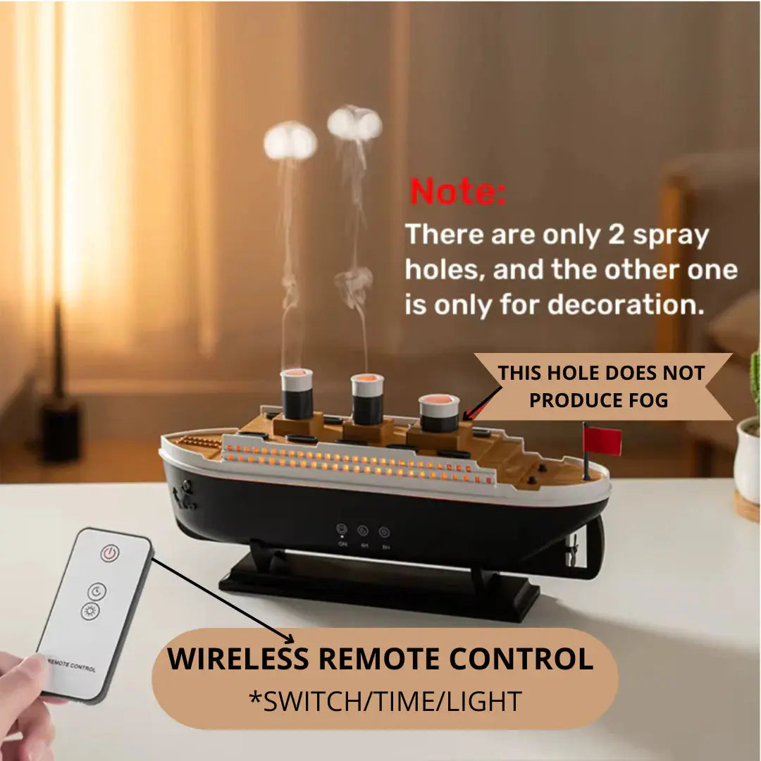 Titanic-Themed Humidifier with Color-Changing LED Light and Essential Oil Diffuser 3